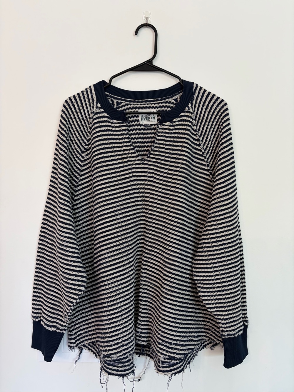Striped Navy and White Women's Knit Sweater